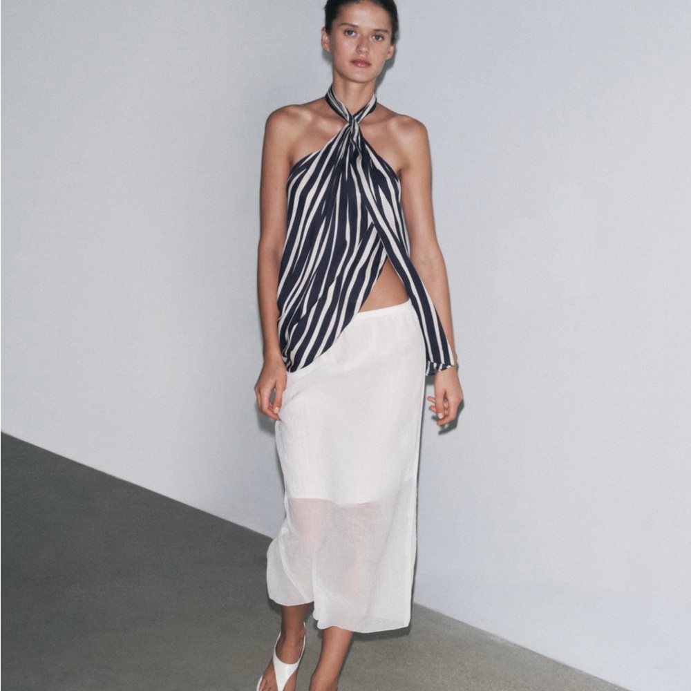 Zara Black and White Midi Skirt